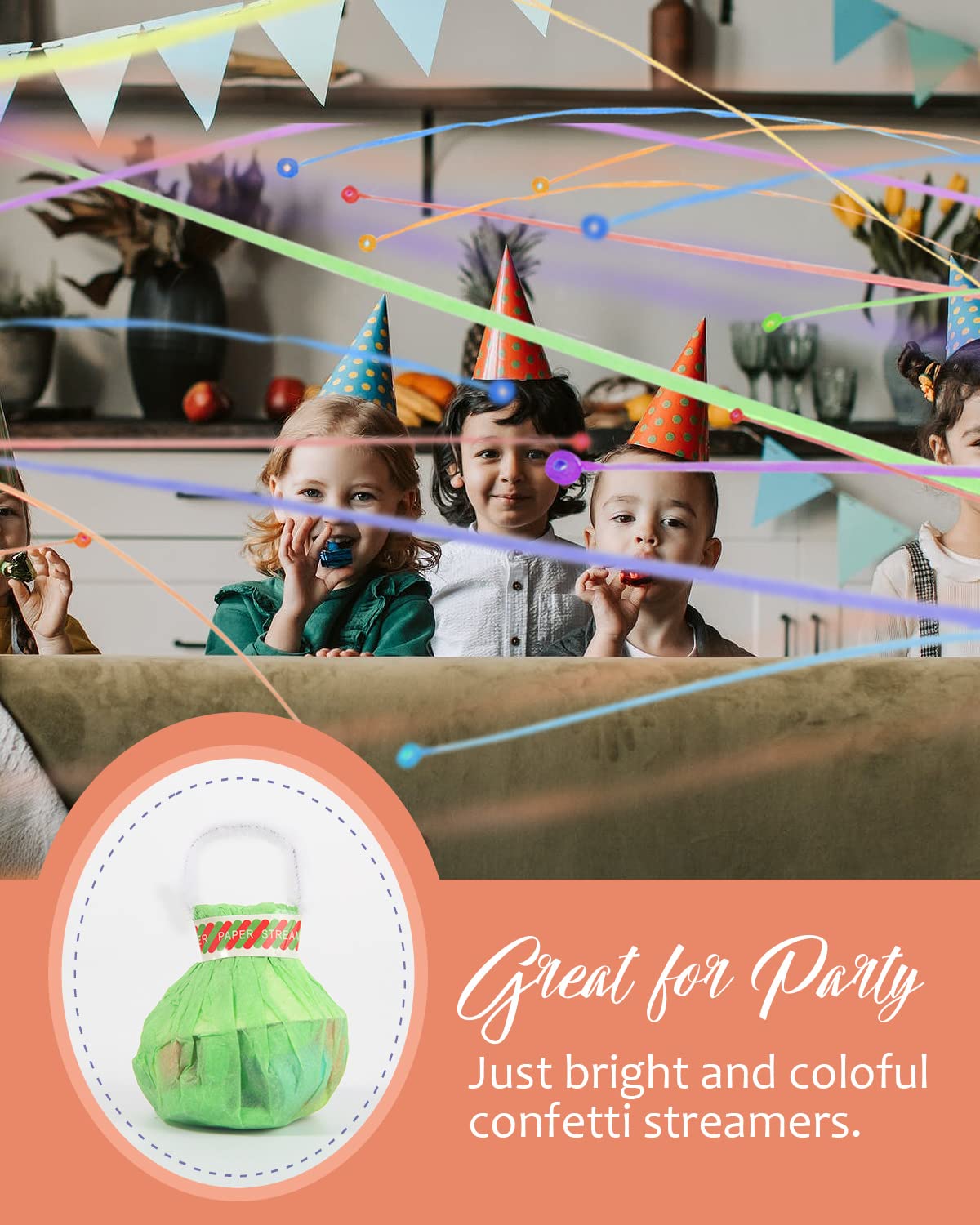 BATTIFE 40Pack Streamers Poppers - Colorful Hand Throw Confetti Poppers, No Mess Paper Crackers for Birthday Wedding Party Celeb