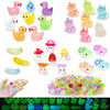 LOIKMIUP 100PCS Luminous Mini Animals Glow in The Dark, Tiny Animals Figures Resin Duck Frogs Turtle Mushroom Caterpillars 5 Com