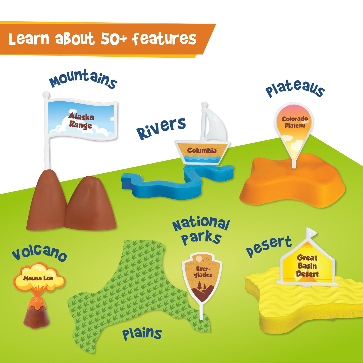 Imagimake Mapology Physical Features Usa Puzzle | Mountains, National Parks, Rivers & Lakes 3D Puzzle For Kids 8-10 | Educational Toys | Classroom Must-Haves | Easter Gifts For Kids | Easter Toys