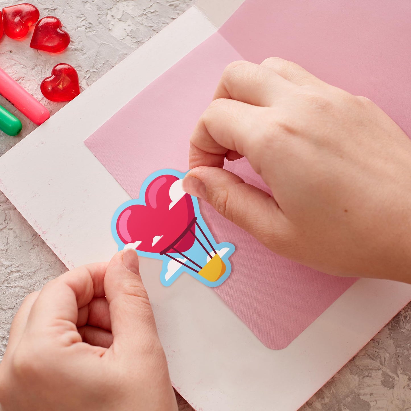 Ohome Valentines Stickers - 180 Pcs Valentines Day Stickers For Kids Classroom School -Vinyl Heart Stickers - Valentines Crafts