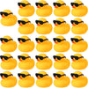 24 Pcs Mini Rubber Ducks With Sunglasses, Rubber Ducks In Bulk Valentine Duck Bathtub Toys For Cruise Valentines Kids Classroom Gift Exchange (Yellow, Black, Eyeglasses)