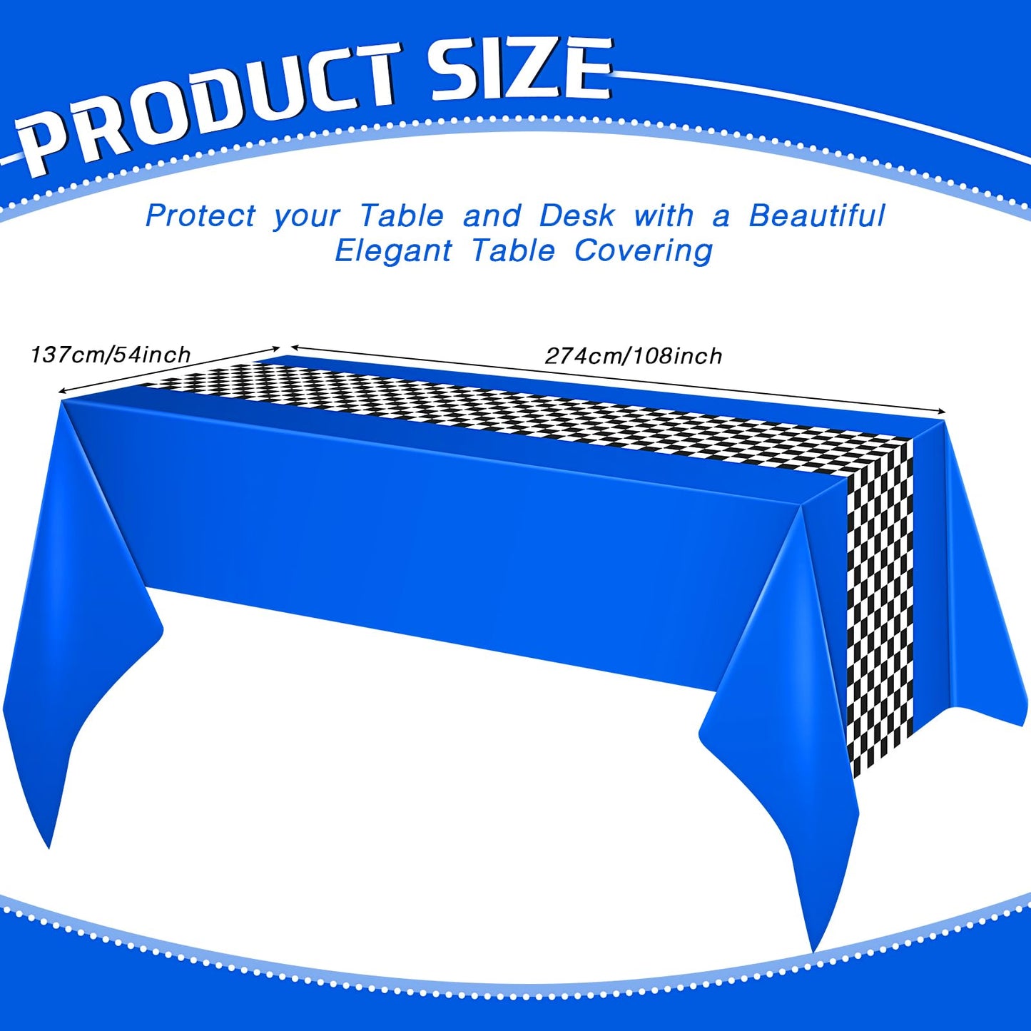 Irenare Car Birthday Party Supplies Racing Party Decorations Road Tablecloth Racetrack Table Runner Table Covers For Kids Boy Car Theme Birthday Party, 54 X 108 Inch (Blue,6 Sheets)