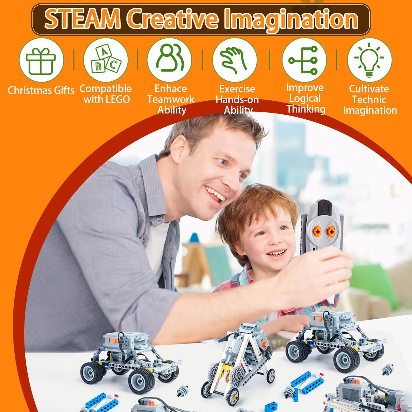 5-In-1 Motor Kit Compatible With Lego: Power Functions Technic Remote Control Set With Battery Box Engine Parts Motor Controller