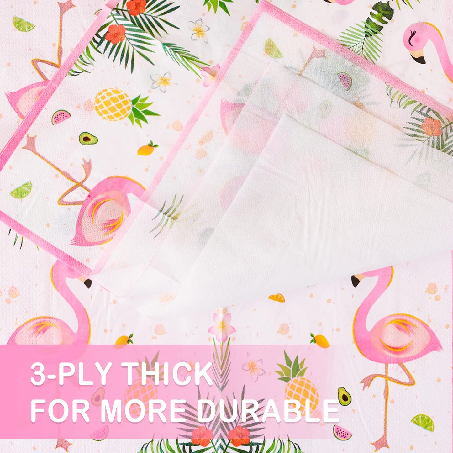 Wernnsai 50Pcs Flamingo Party Napkins - Pink Tropical Luau Party Supplies 3-Ply Kids Birthday Flamingo Paper Napkins Disposable Hawaiian Dinner Napkins For Girl Birthday Pool Tea Party Decorations