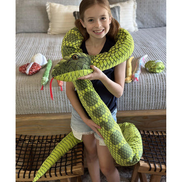Maogolan 118 Inch Giant Green Stuffed Snake, Realistic Mommy Snake With 4 Babies & 2 Eggs Plush Toy, Large Green Boa Constrictor
