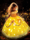 Uporpor Light Up Princess Costume Belle Girls Halloween Dress Beauty Kids Outfit Dressing Up Clothes For Play Toddler Christmas