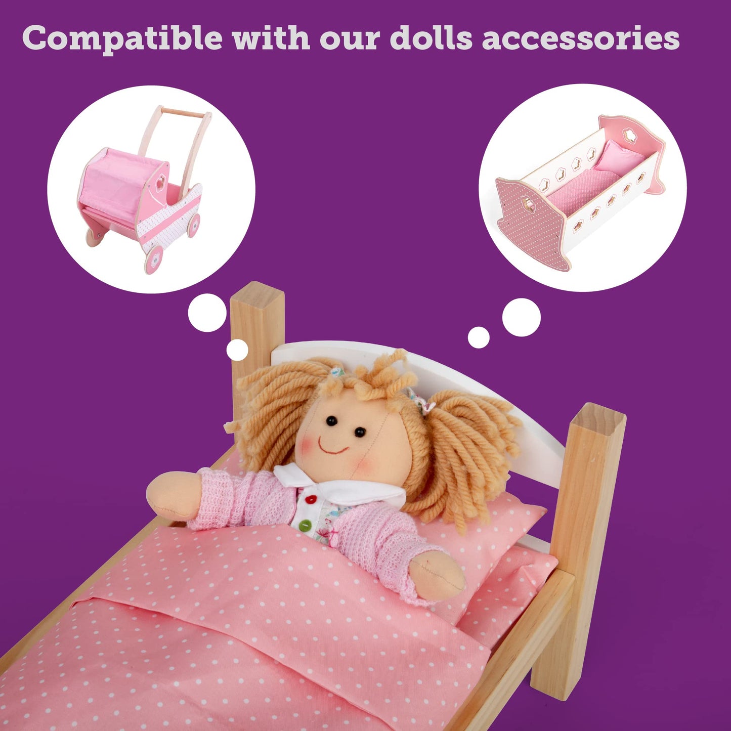 Bigjigs Toys Poppy Rag Doll - 28cm Soft Multicoloured Doll for 1 Year Olds, Ideal First Doll for Babies & Toddlers