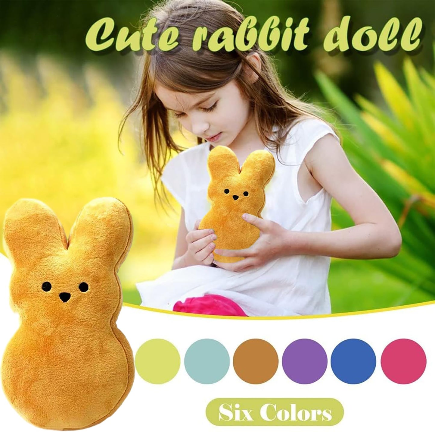 Fbdcyia 6Pcs Easter Bunny Stuffed Animal, Cute Animal Carrot Peep Bunny Doll, Easter Basket Stuffers, Rabbits Animal Easter Bunn