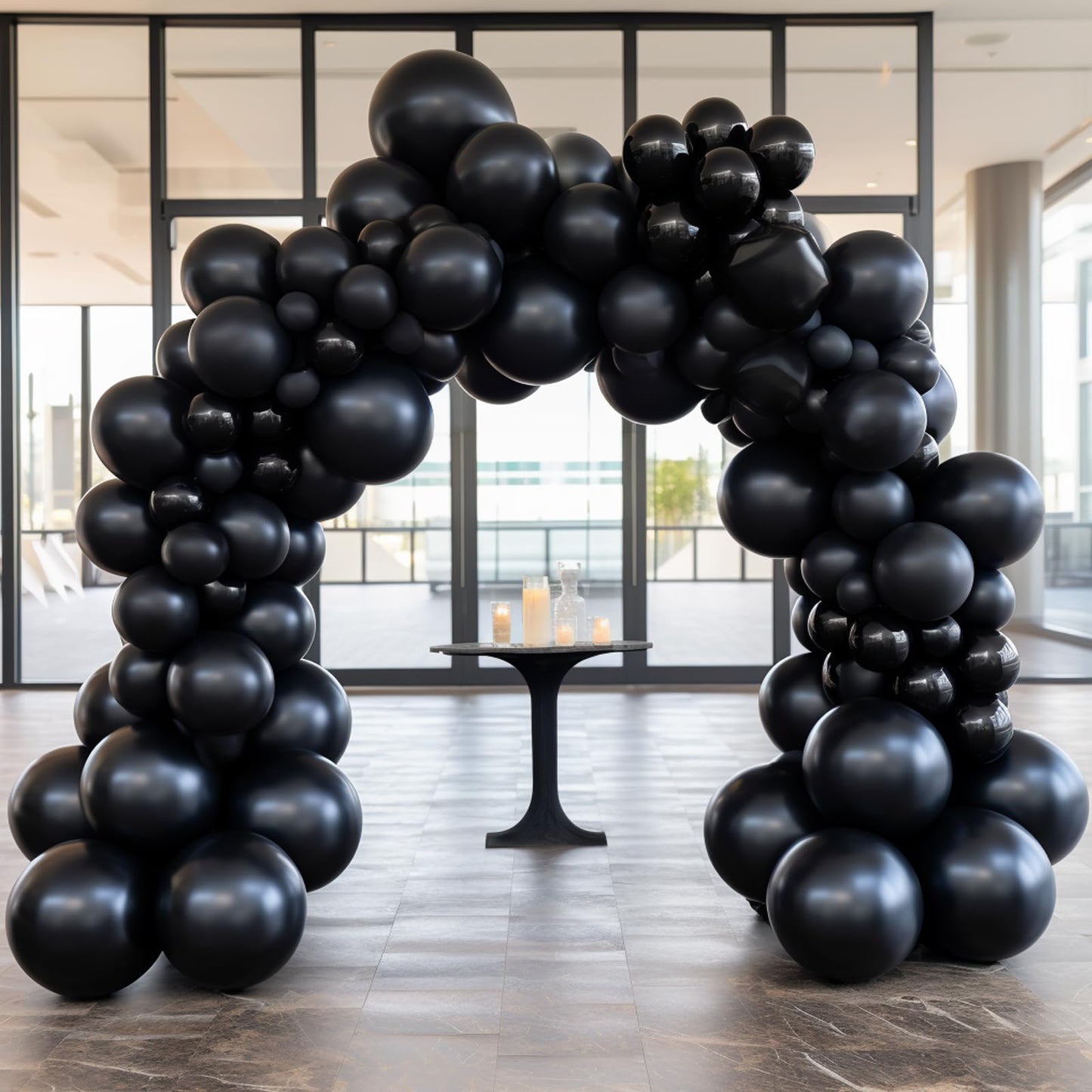 130Pcs Black Balloons Different Sizes 18'' 12'' 10'' 5'' Balloon Garland Arch Kit Perfect For Birthday Party, Graduation, Baby S