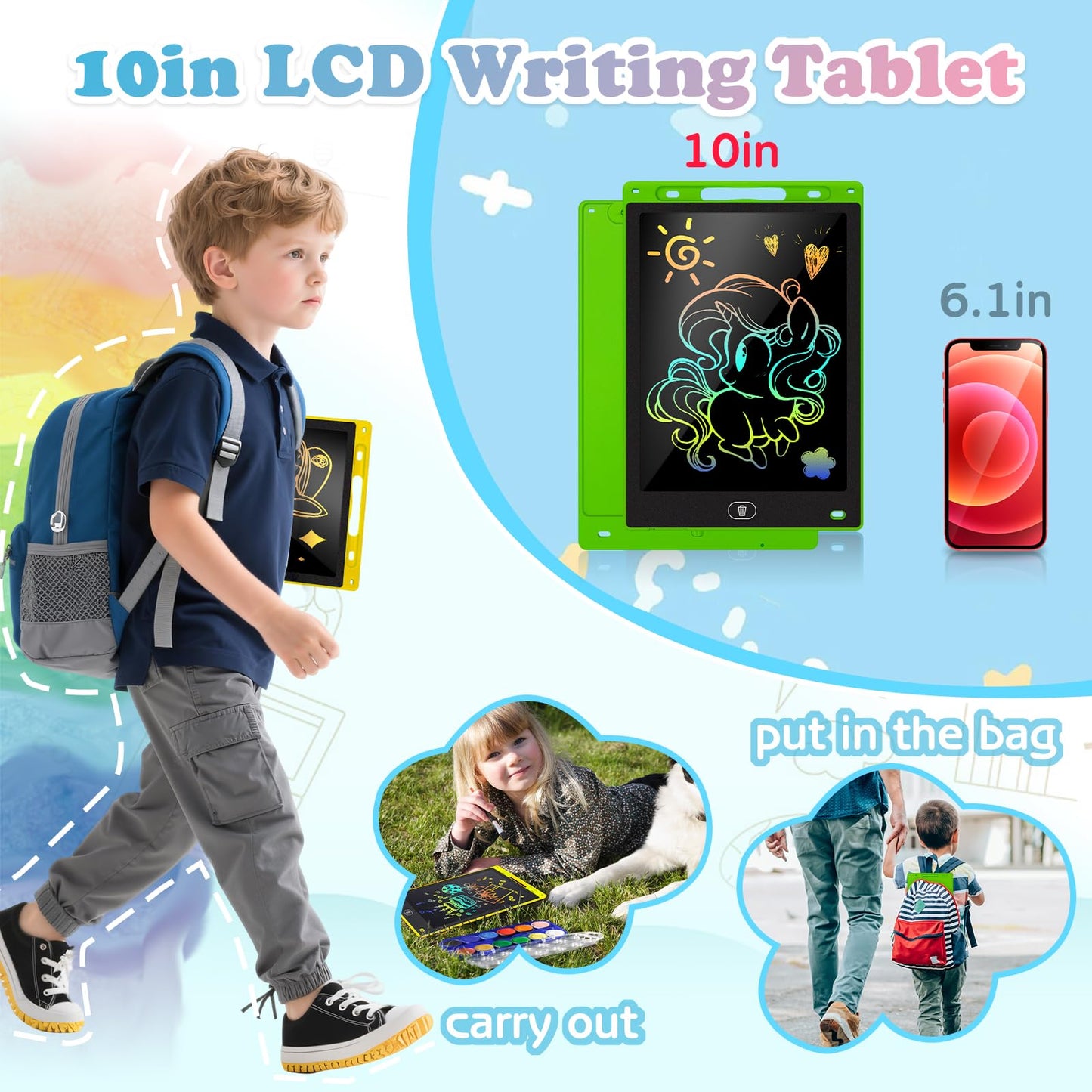 KTEBO 2 Pack 10 Inch LCD Writing Tablet for Kids,Electronic Drawing Pad and Doodle Board for Ages 3-8,Birthday and Christmas Gif
