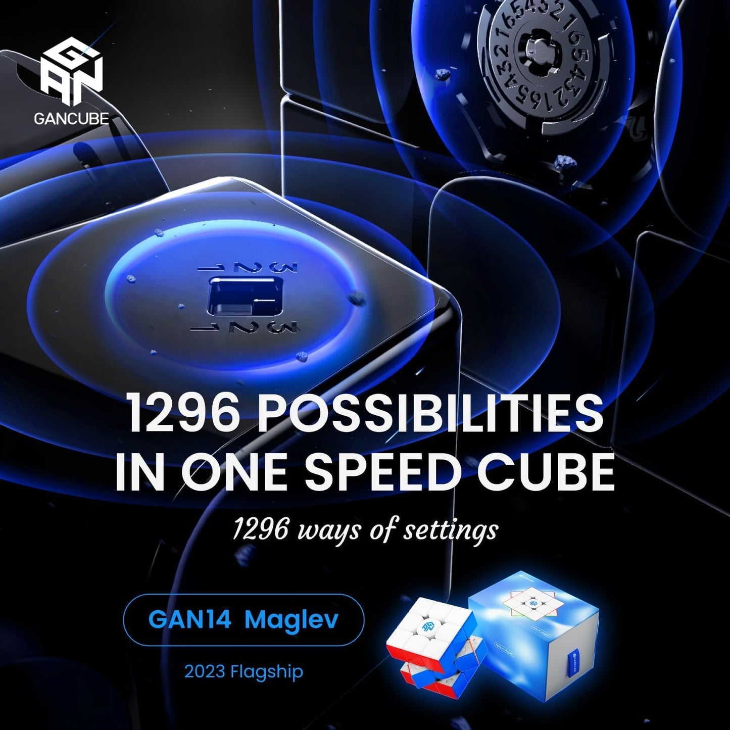Bukefuno Gan 14 Maglev Uv 3X3 Magnetic Magic Cube Speed Puzzle Gan14 Maglev Uv 3X3 Stickerless Cube Magic Gan14 M Uv 3X3X3 Gans 56Mm Cubes 2023 Flagship (Uv Coated Glossy)