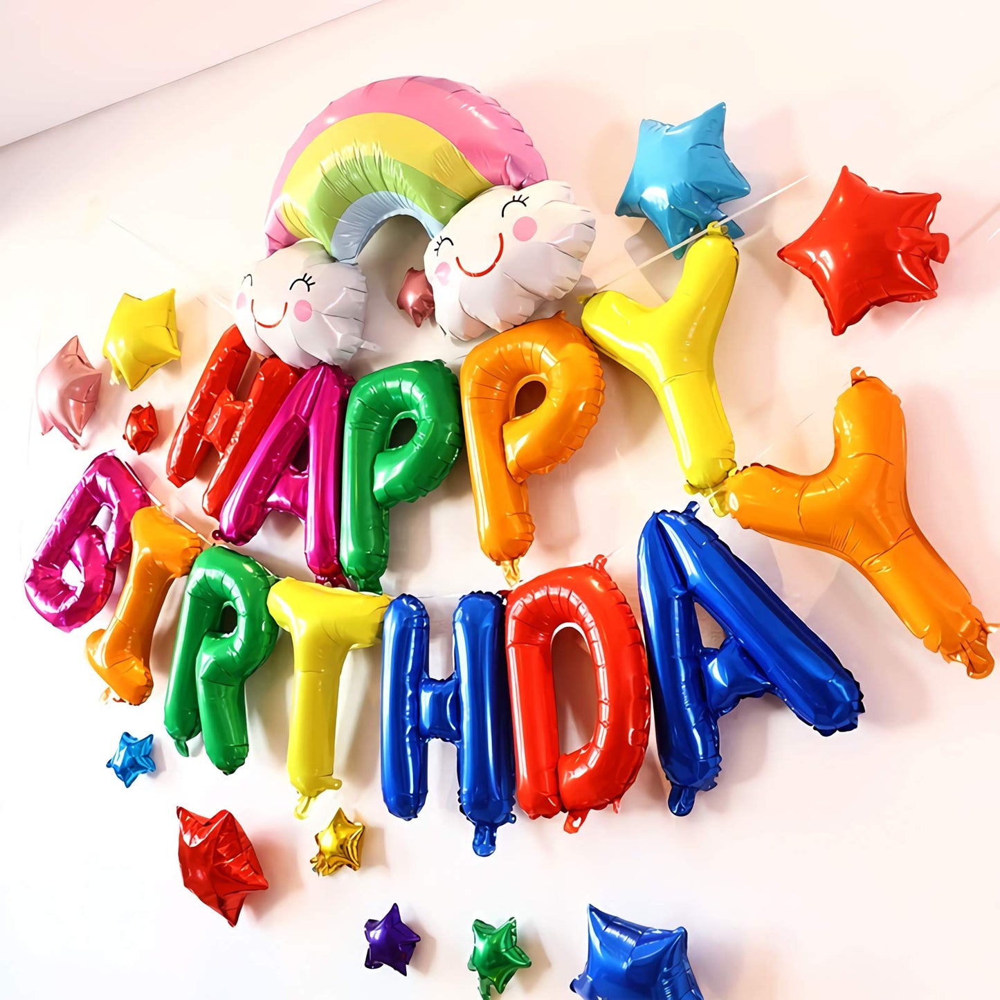 16 Inch Colorful Rainbow Happy Birthday Balloons Banner, Aluminum Foil Letters Multicolor Happy Birthday Balloon For Birthday De