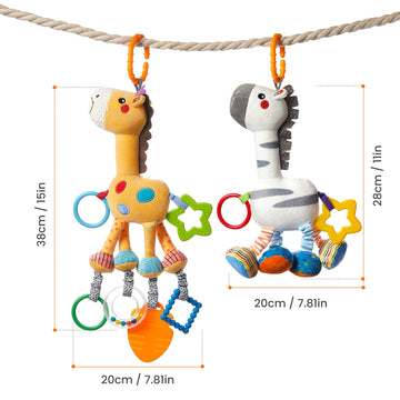 Tumama Baby Hanging Toys, Plush Animals Baby Rattle Crinkle Squeaky Toys Crib Toys Car Seat Stroller Mobile Toys, Baby Toys For 0 3 6 9 12 Months