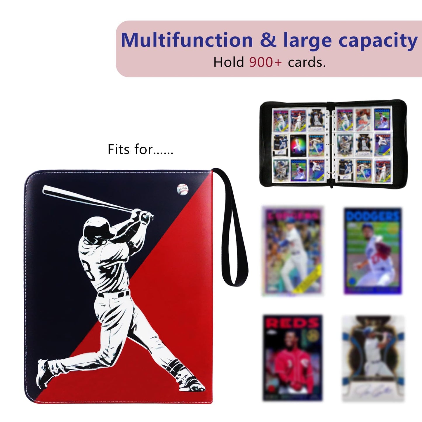 Baseball Card Binder, 2025 Sports Trading Card With Sleeves Holder Album, 900 Pockets Baseball Card Holder Sheets Display Storag