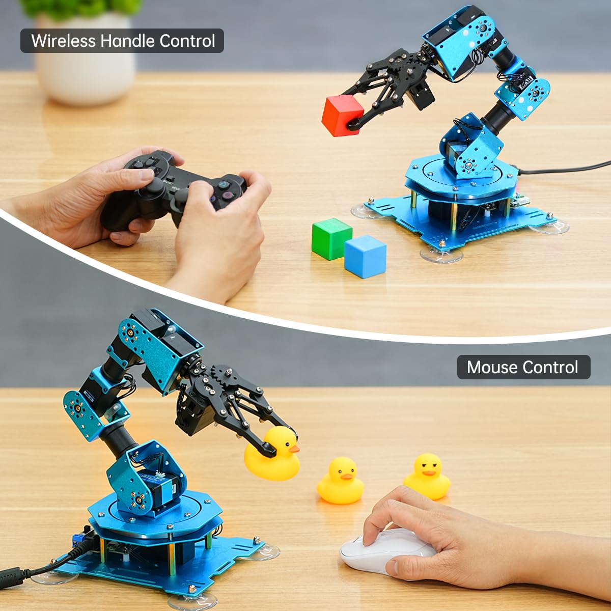 LewanSoul Robotic Arm for Arduino - 6DOF Metal Robot Kit with Wireless Control, STEM Educational Building Kit, Blue