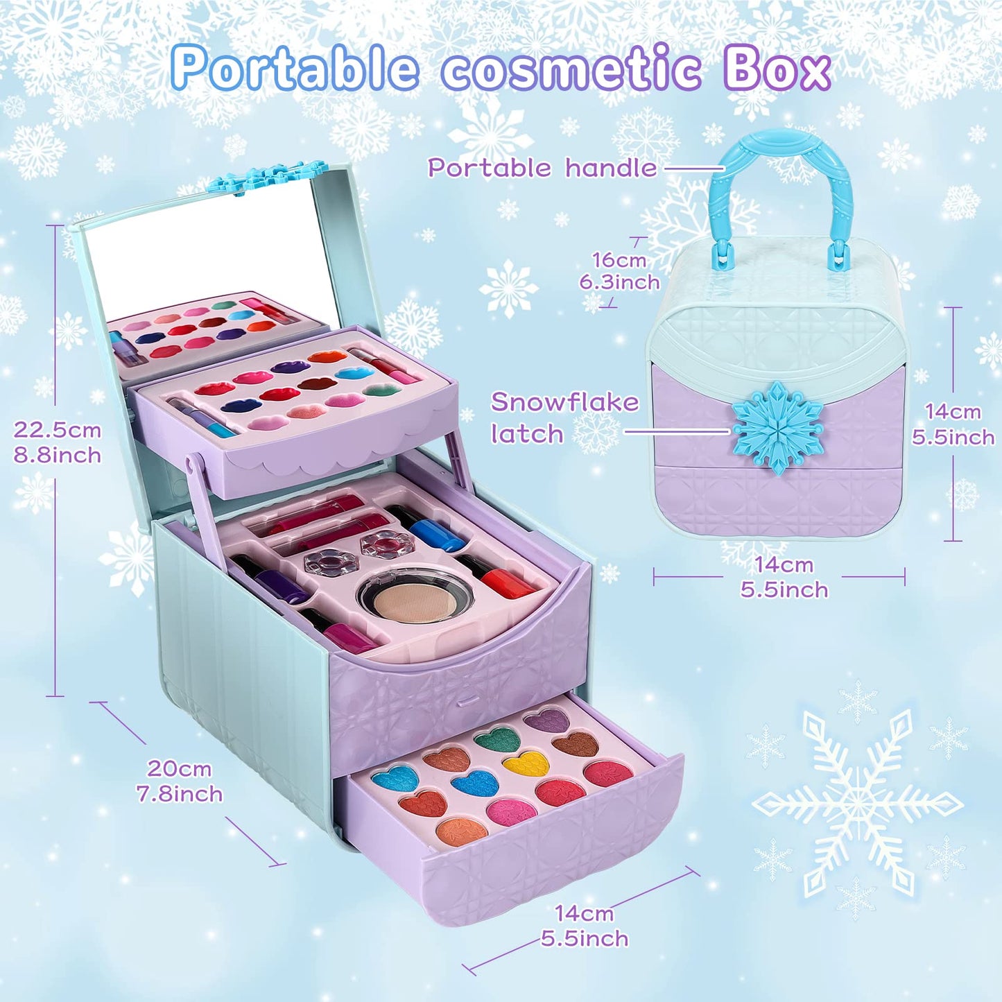 Merabufa Kids Makeup Kit For Girls 4 5 6 7 8-12Years Old ,45 Pcs Kids Real Makeup Set Washable Makeup Toys Birthday Hallowen For