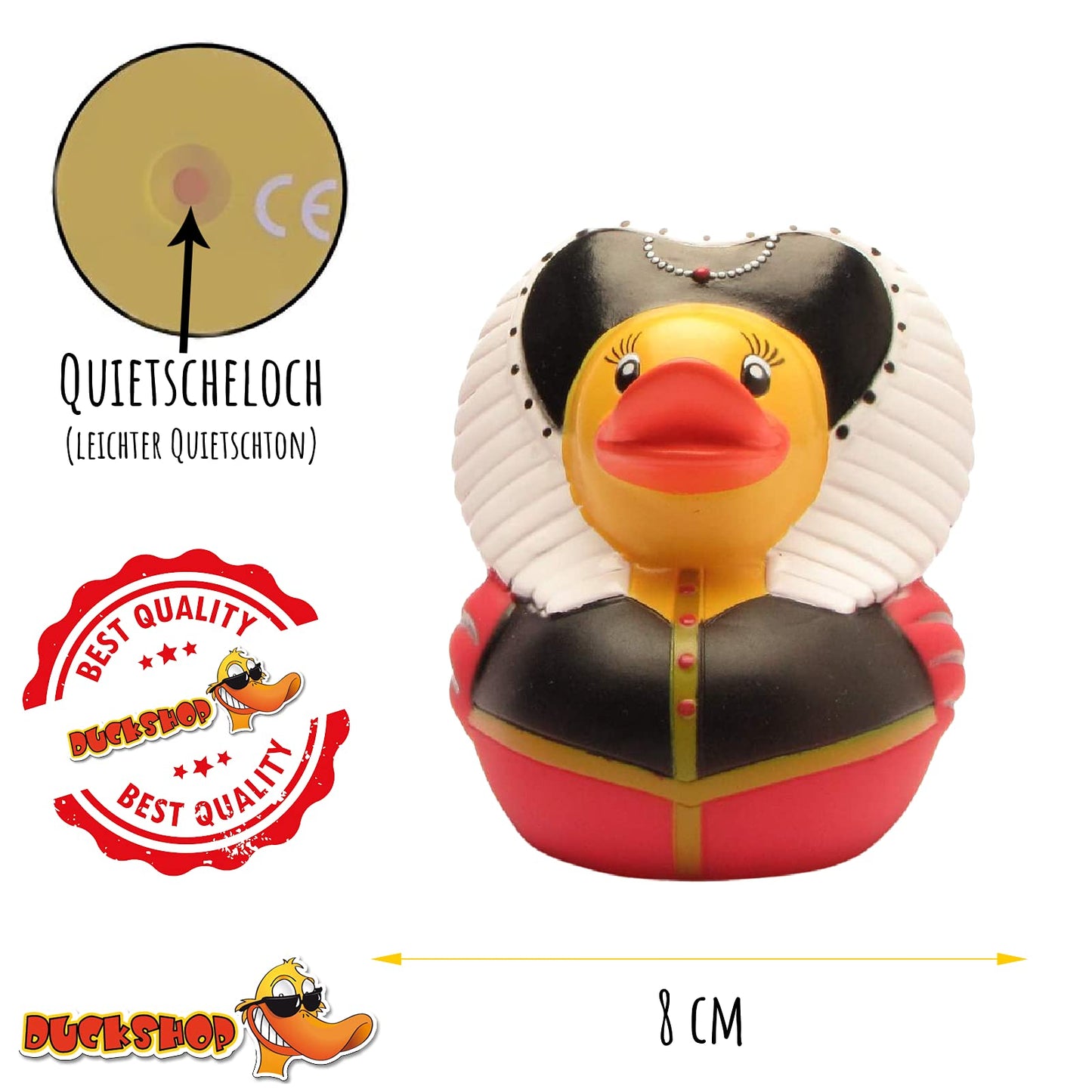 Yarto Famous & Historical Rubber Duck Bath Toys | Educational | Child Safe | Tested For Ages 0+ | Collectable | Party Favors | Cake Toppers (Queen Elizabeth)