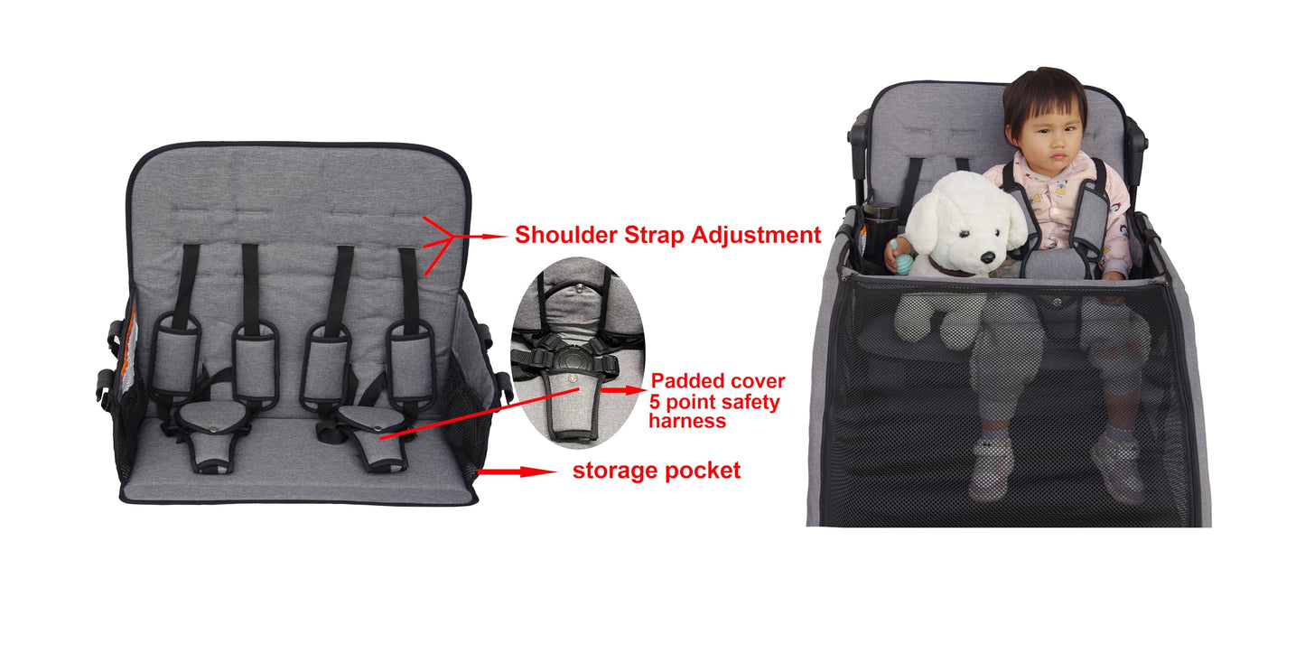 4 Seater Wagon Stroller, Wagon For 2 3 4 Kids Toddler Children Baby Travel Foldable All Terrain Quad Double Triple Tandem Stroll