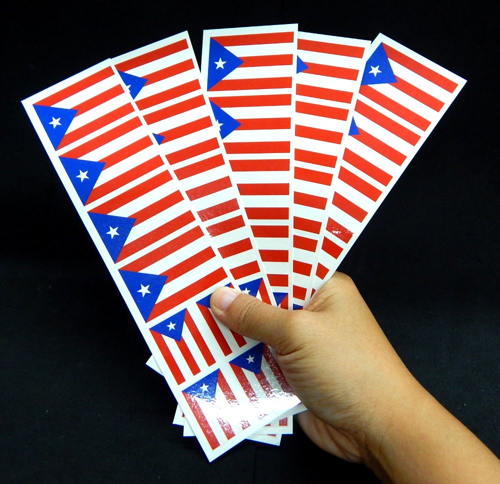 PremiumTT Puerto Rico Flag Removable Stickers - 40 Colorful PVC Decals, Model 008PRsticker, Perfect for Party Favors