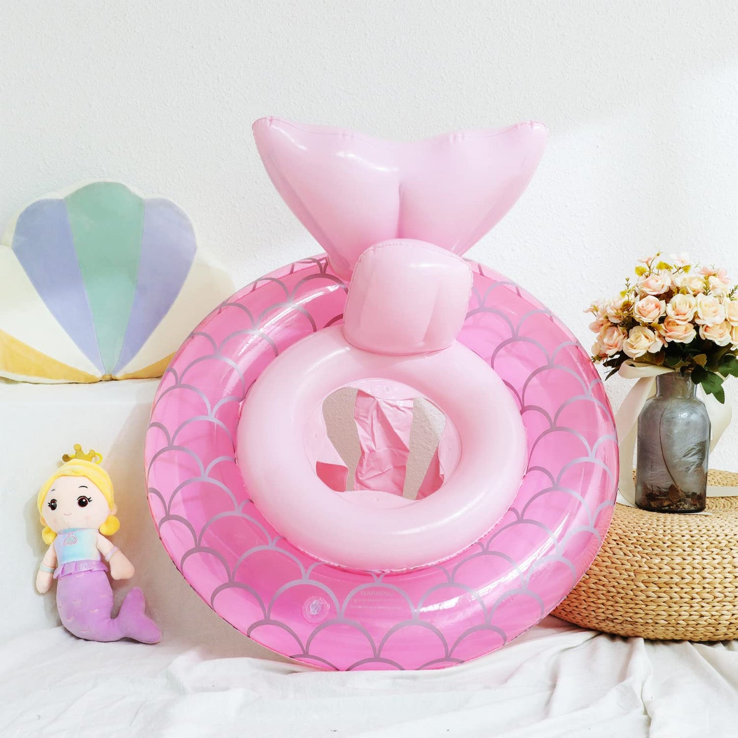 2022 New Mermaid Baby Swimming Pool Floats 6-48 Months,Inflatable Pool Swim Ring With Seat And Handle For Babies Toddlers Infant Training Summer (2-Pink)