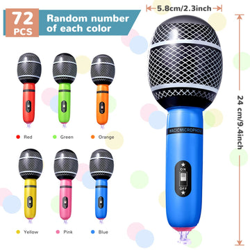 Zhanmai Inflatable Microphones Blow Up Assorted Colors Inflatable Microphone Props Plastic Toys For Musical Concert Themed Party Birthday Party Decoration Role Play Supplies(42 Pieces)