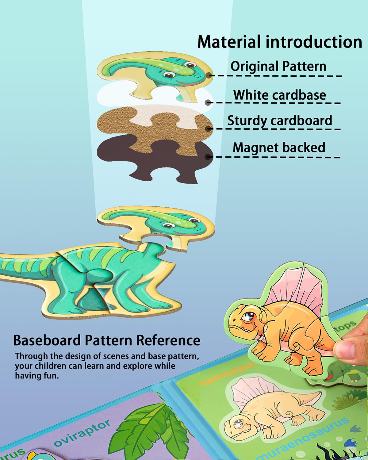 Magnetic Puzzles For Toddlers 2-4, Travel Puzzles Games For Kids Ages 1-3, Dinosaur Activities Toy Wooden Jigsaw Puzzles Book Fo