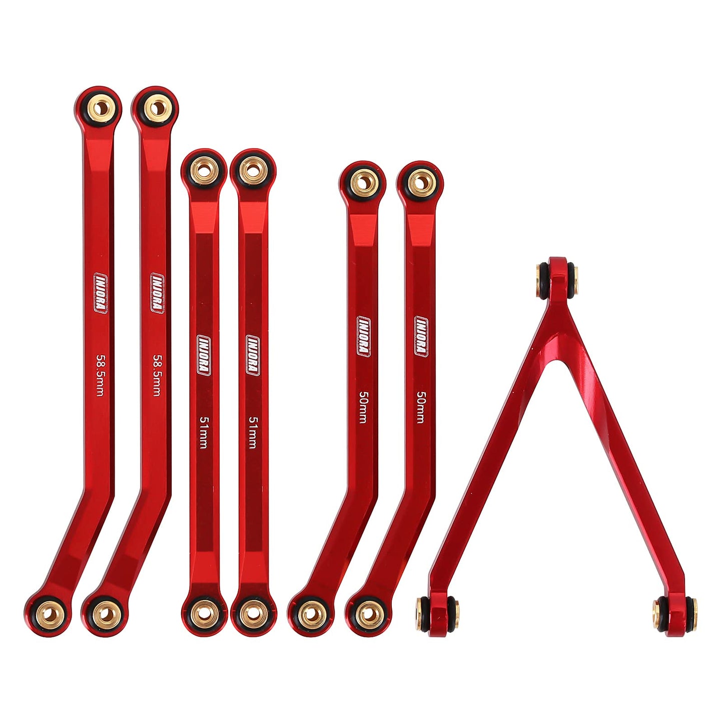 INJORA High Clearance Chassis Links Set for SCX24 Bronco JLU AXI00002 C10 AXI00001 Axial 1/24 RC Crawler Car(Red)