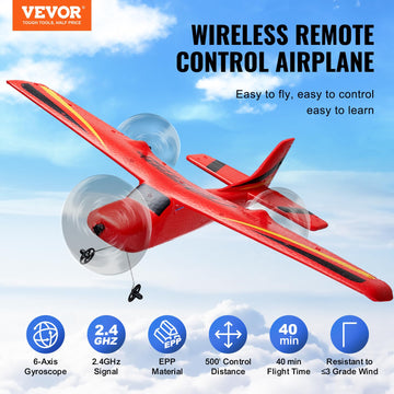 Vevor Rc Airplane, 2.4Ghz 2 Channel Remote Control Aircraft With 6-Axis Gyro Stabilizer, Ready To Fly Aircraft Toy With 2 Batter