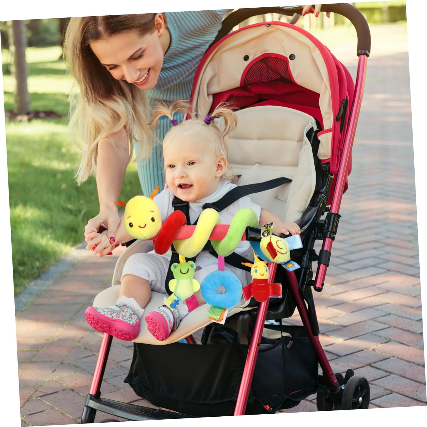 ifundom Car Seat Toys, Toys for Car Seat Crib Mobile Bed Around Rattle Bell Cartoon Insect Stroller Hanging Stuffed Wrap Spiral
