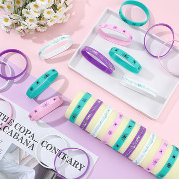 Landical 24 Pcs Spider Birthday Decorations Party Favors Silicone Bracelets Spider Web Pattern Printed For Theme Birthday Decora