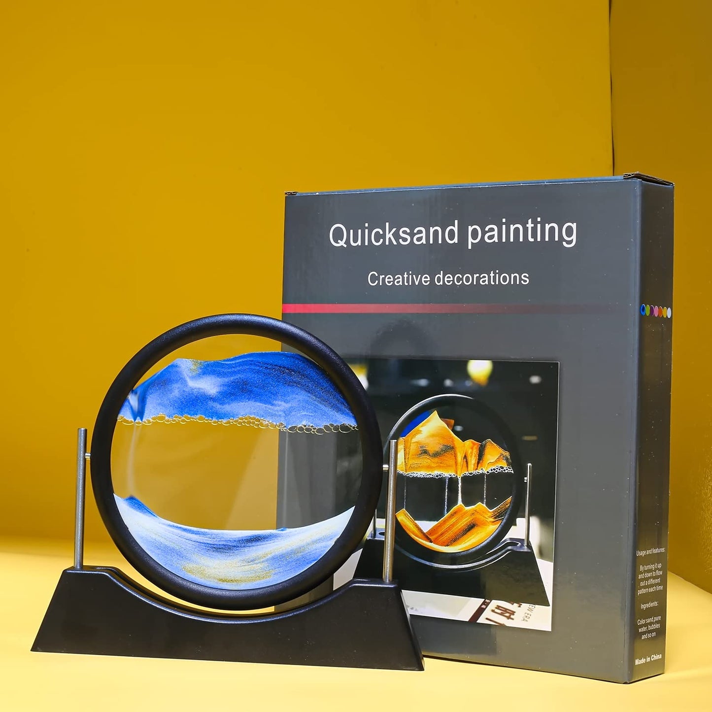 Liangding Moving Sand Art Liquid Motion,3D Flow Sand Painting Quicksand Decor,Stress Relief Moving Sand Art Picture With Round G