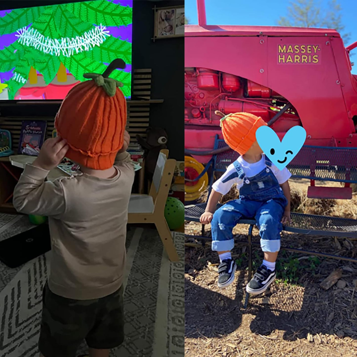 Pumpkin Knitted Beanie Hat Winter Thick Warm Soft Cute Hat Capfor Infant Kids Toddler Boys Girls for Halloween Christmas Orange