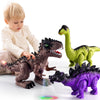 TEMI Electric Walking Dinosaur Toys - 3 Pack T-Rex, Brachiosaurus, Stegosaurus, Roar Sounds & Lights, Multicolor, Plastic