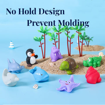 Xy-Wq Bath Toys No Hole, For Infants& Toddlers, No Hole Bathtub Toys (Sea Animals ?, 9 Pcs With Mesh Bag)