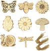 Haoser 16 Pc Unfinished Wooden Cutouts 8 Styles Butterfly Bee Sunflowers Spring Wood Slices Hanging Ornaments Blank Wooden Paint