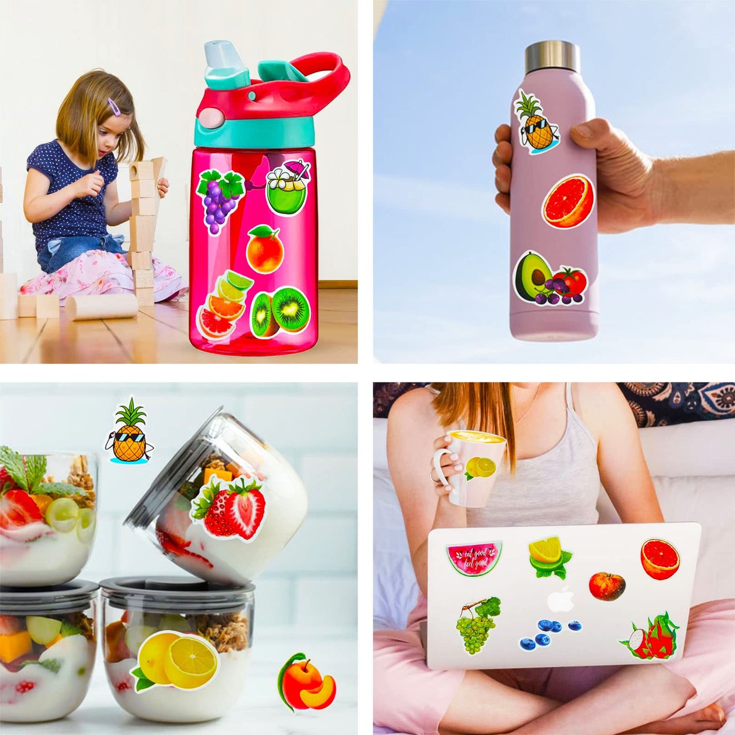 Fruit Stickers, 100 Pcs Cute Fruits Stickers For Kids, Colorful Vsco Waterproof Stickers For Water Bottle Scooter Luggage Laptop