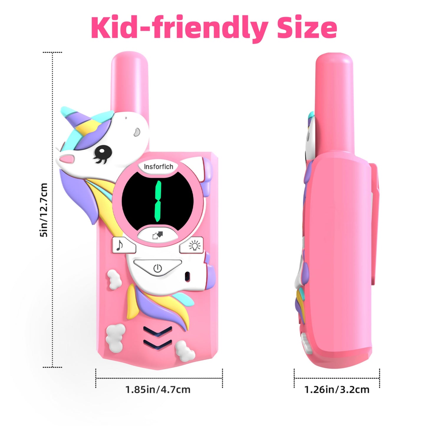 Unicorn Kids Walkie Talkies,Toys For 3-12 Year Old Boys Girls,3 Channels 2 Way Radio Toy, 2 Miles Range For Outdoor, Camping, Hi