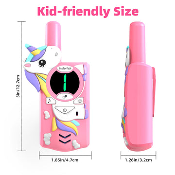 Unicorn Kids Walkie Talkies,Toys For 3-12 Year Old Boys Girls,3 Channels 2 Way Radio Toy, 2 Miles Range For Outdoor, Camping, Hi