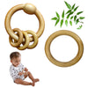 Natural Wooden Baby Teething Ring Rattle, Eco Wood Sensory Toy For Infants