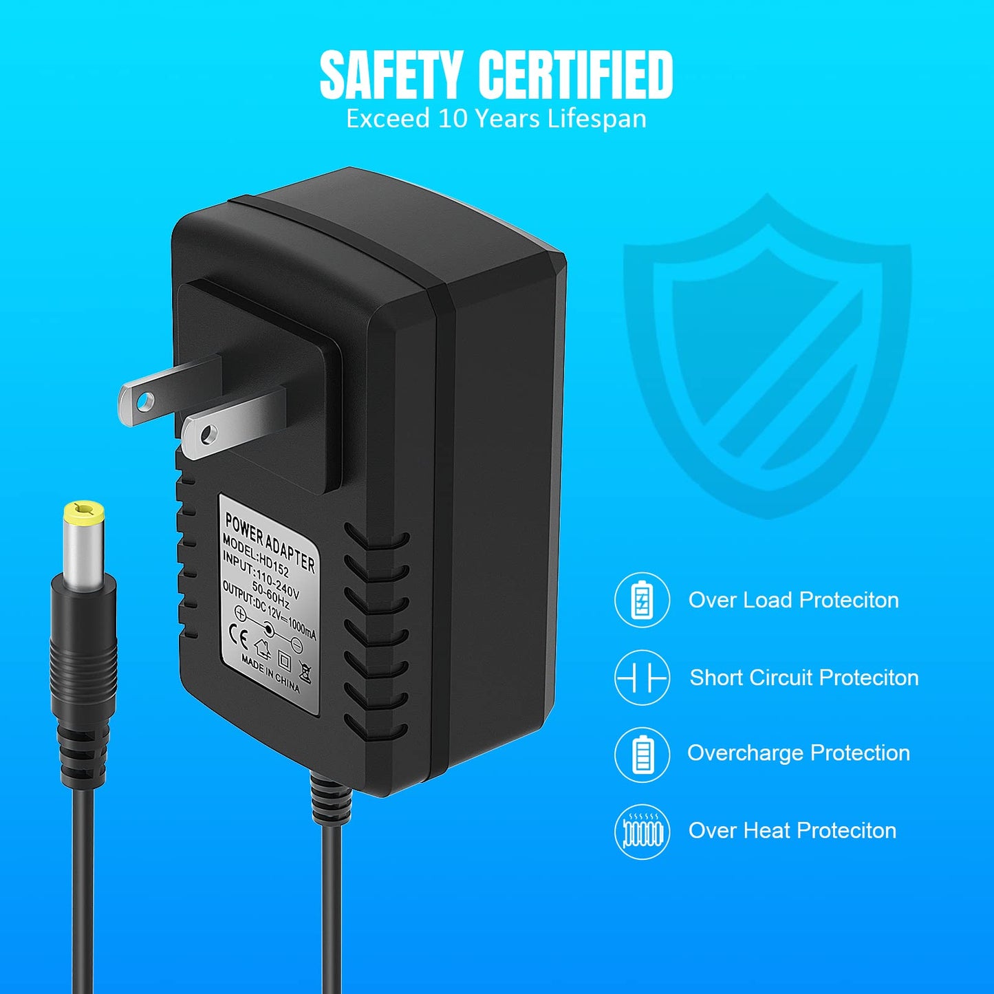 Venshun 12V Charger for Kids Ride-On Toys - Black, Large, Compatible with Best Choice Products, Kid Trax, Dynacraft, Jeep, Lamborghini