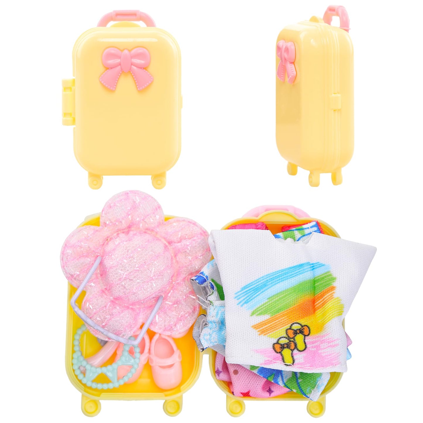 Miunana 5.3 Inch Girl Doll Dress 36 Pcs Clothes And Suitcase And Hats For 4-6 Inch Girl Doll Top And Pants Fashion Outfits Doll Shoes Dollhoues Furniture Kit