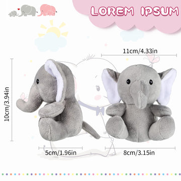 Skylety 4 Pcs Mini Elephant Stuffed Animals Small Cute Elephant Plush Toys Soft Tiny Forest Animals For Baby Shower Boy Girl Gen