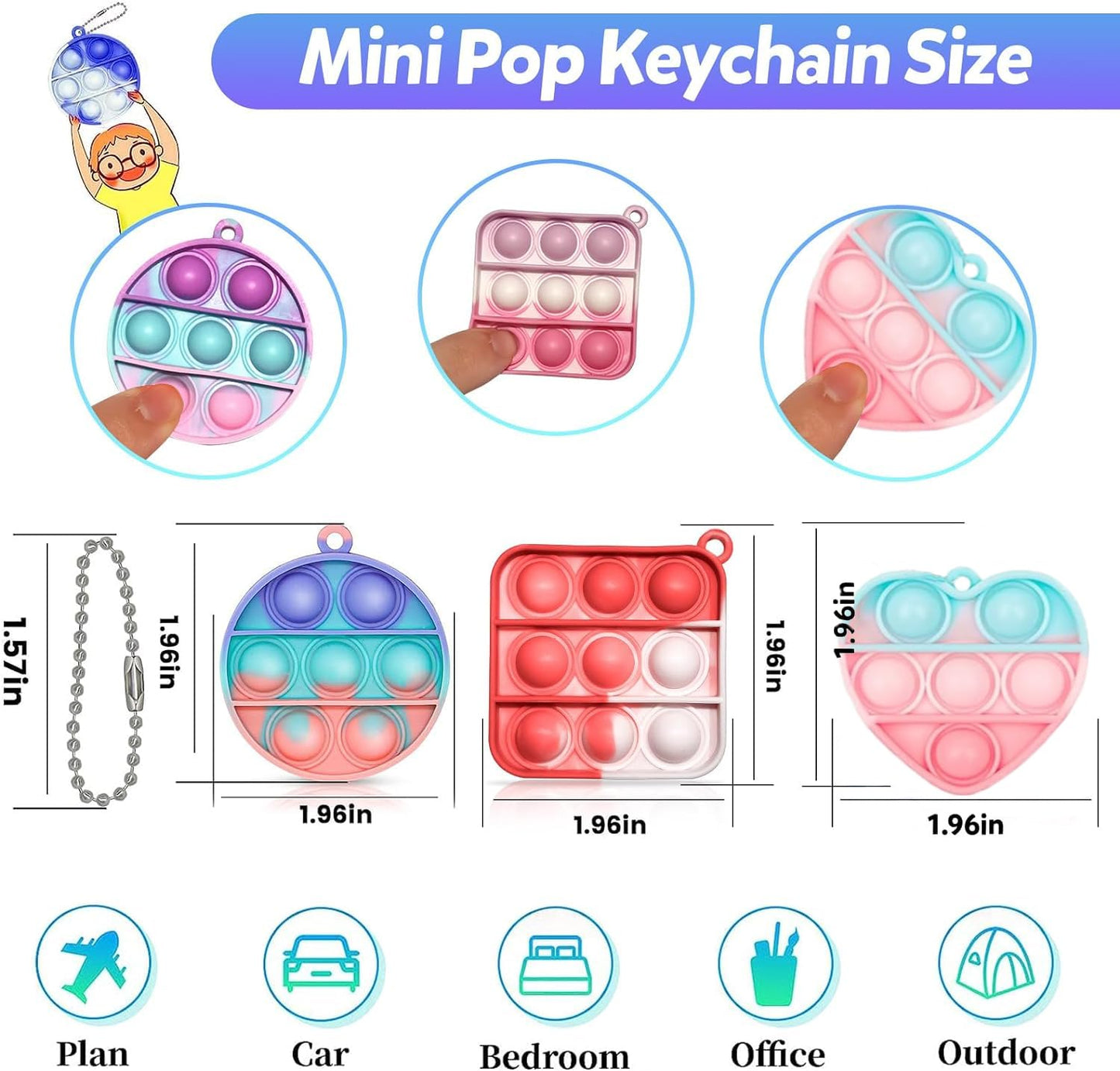 200Pcs 2In Random Pop Bubble Fidget Sensory Toys, Pop Toy Bulk For Party Favor, Classroom Student Prizes Easter Basket Goodie Ba