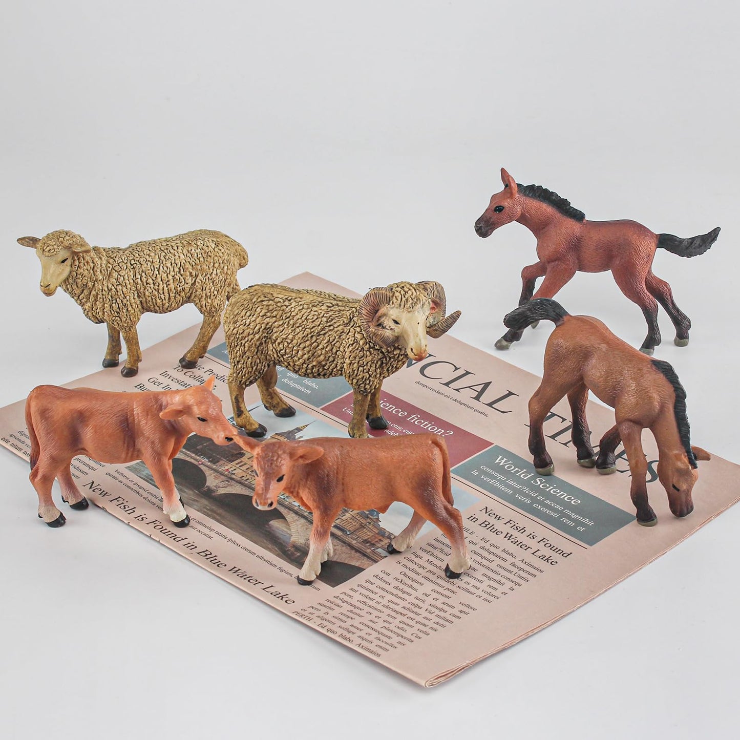 Lc Joycre Farm Animals Playset 6Pcs Cows Sheep Horses Toys Realistic Calves Figures Horses Figurines Sheep For Toddlers Trakehne