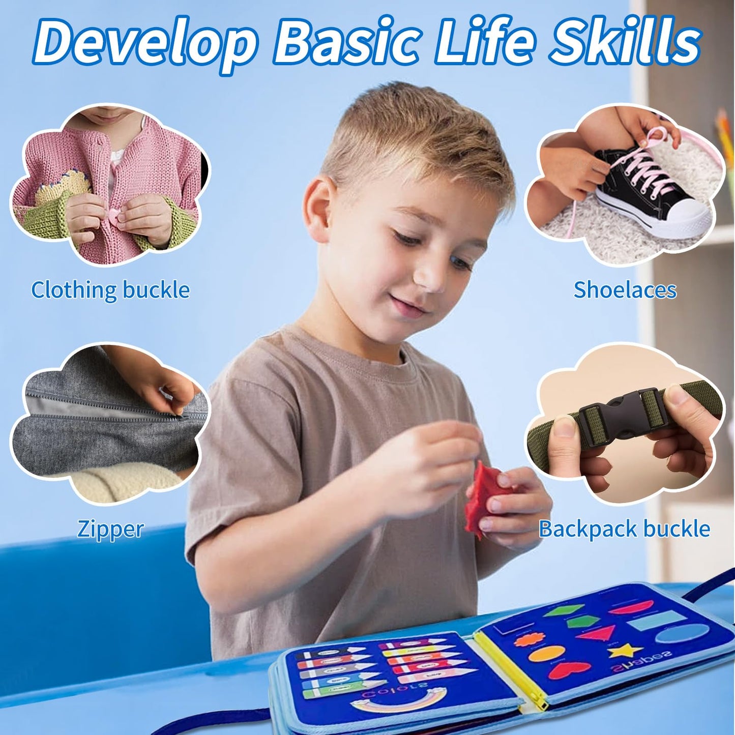 Soupost Busy Board Montessori Toys, Sensory Toys For 1To3 Years, Activity Toys For 2 To 4 Years, Preschool Toys For Toddlers, Bi