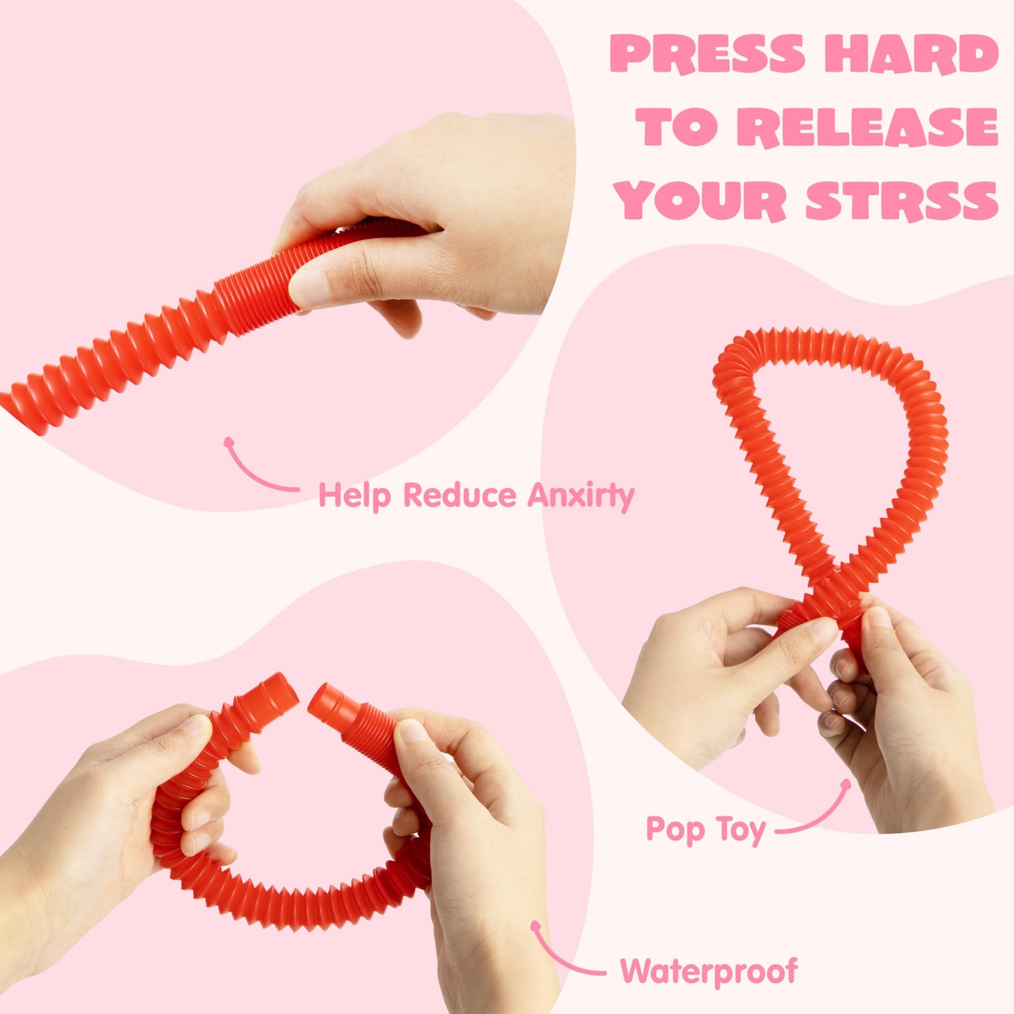 Joyin 28 Packs Pop Tubes Toys For Kids Imaginative Play Stimulating Creative, Pop Tubes With Gift Cards Set, Stretchy Stress Relief Fidget Toys For Kids Classroom Party Favors Classroom Gifts