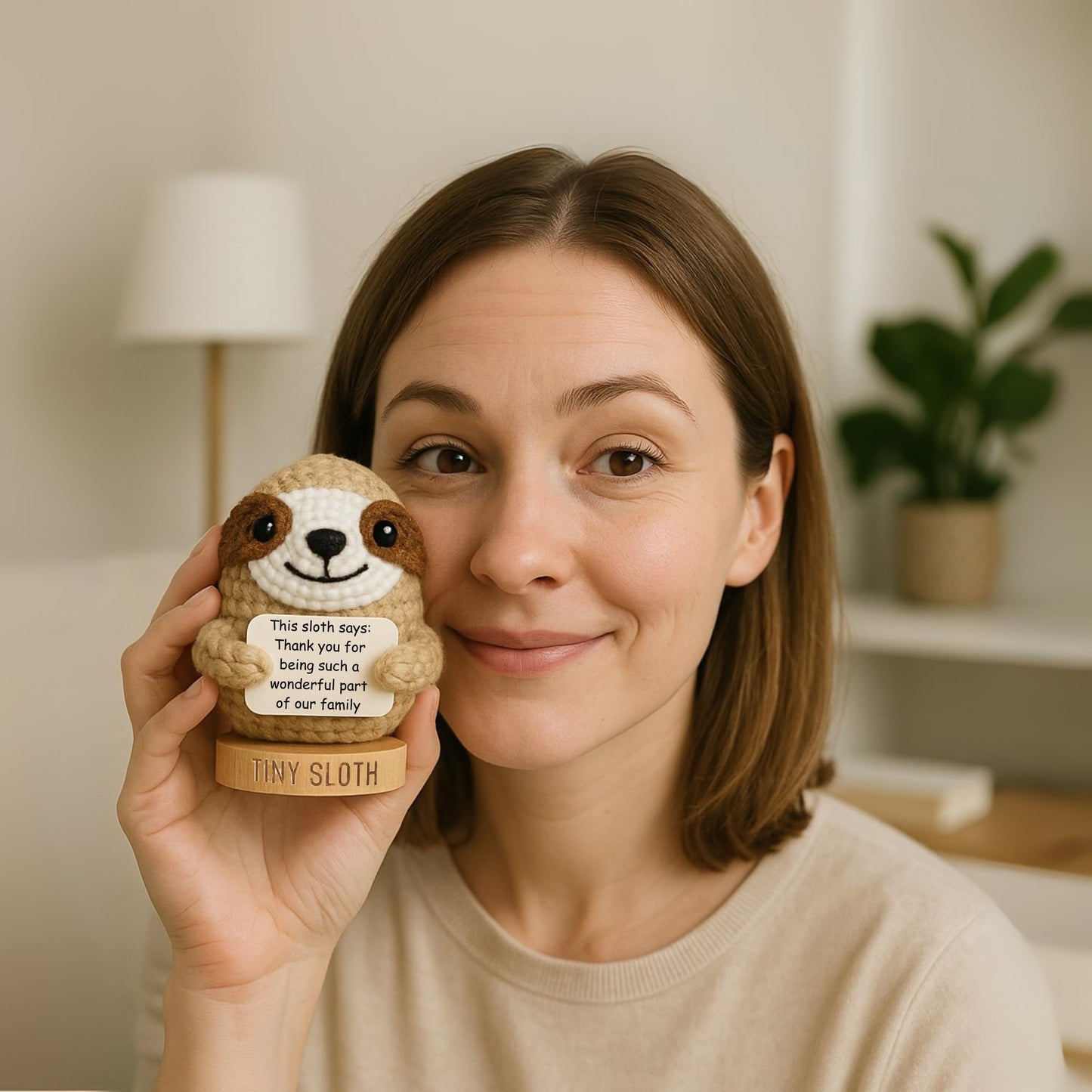 Daughter in Law Gifts - Handmade Crochet Sloth with 30 Cute and Uplifting Signs - Funny Present Ideas from Bonus Father or Mothe