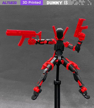 Altuco T13 Action Figure With Lots Of Accessories,3D Printed Multi-Jointed Titan13 Figure,Red Dummy 13 Desktop Decorative Toy