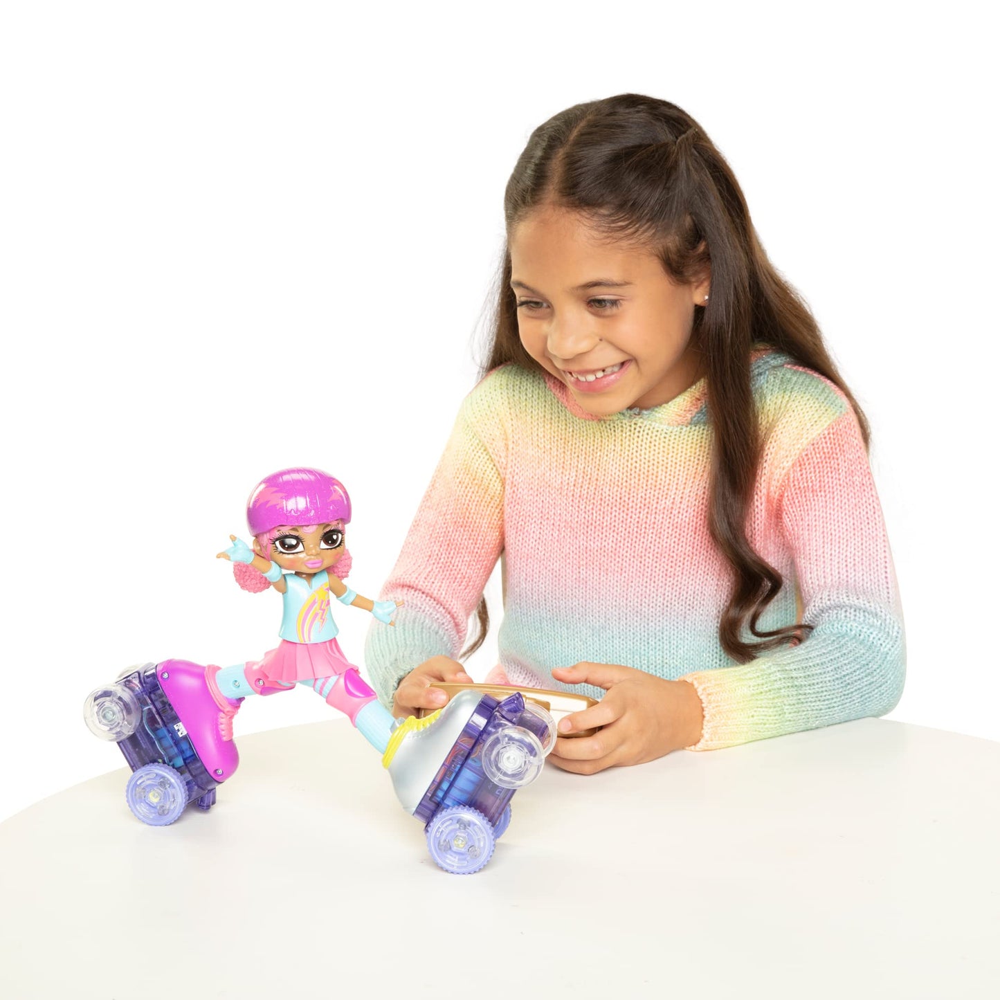 JAKKS Pacific Rock N Rollerskate Doll Lightning Luna - 10" Light Up Remote Control Skating Doll with Music, Model 712071, Plastic