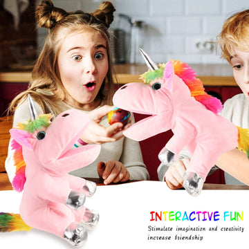 Animal Hand Puppets 12 Inch Unicorn Plush Dinosaur Animals Hand Puppet Toys Role-Play Toy Puppets for Kids Storytelling Imaginat